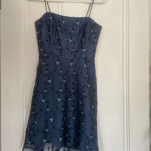 Floral Embroidered Blue Dress